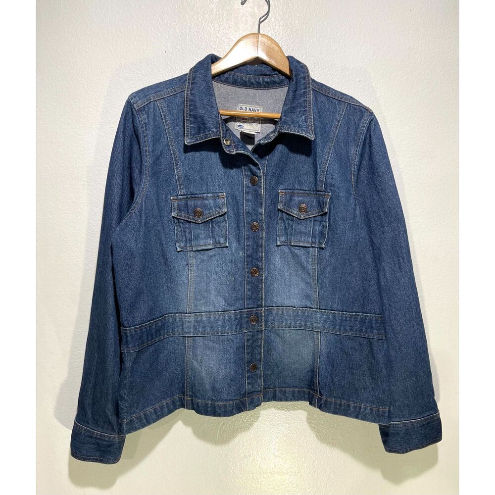 Old Navy Denim jacket VTG Y2K medium wash blue casual fall winter women XXL